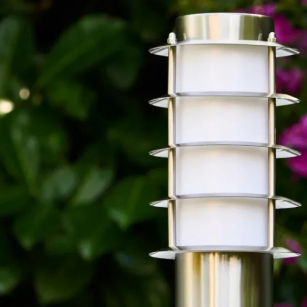 hofstein Borne d'éclairage Tunes Acier inoxydable, 1 lumière, Détecteur de mouvement* Lampes Modernes
