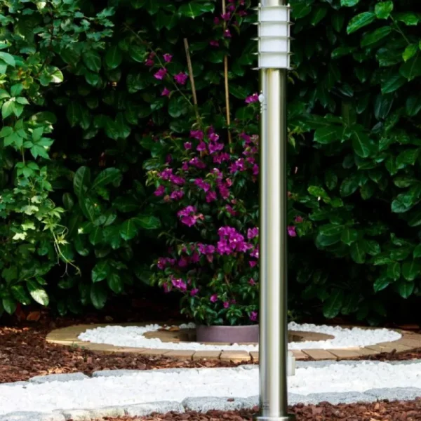 hofstein Borne d'éclairage Tunes Acier inoxydable, 1 lumière, Détecteur de mouvement* Lampes Modernes