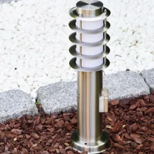 hofstein Borne d'éclairage Tunes Acier inoxydable, 1 lumière, Détecteur de mouvement* Lampes Modernes