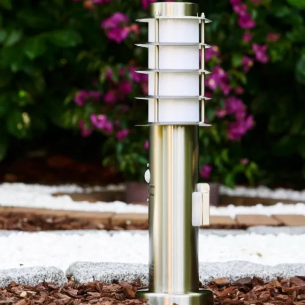 hofstein Borne d'éclairage Tunes Acier inoxydable, 1 lumière, Détecteur de mouvement* Lampes Modernes