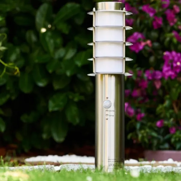 hofstein Borne d'éclairage Tunes Acier inoxydable, 1 lumière, Détecteur de mouvement* Lampes Modernes