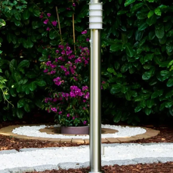 hofstein Borne d'éclairage Tunes Acier inoxydable, 1 lumière, Détecteur de mouvement* Lampes Modernes