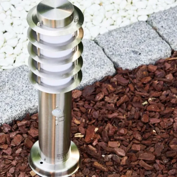 hofstein Borne d'éclairage Tunes Acier inoxydable, 1 lumière, Détecteur de mouvement* Lampes Modernes