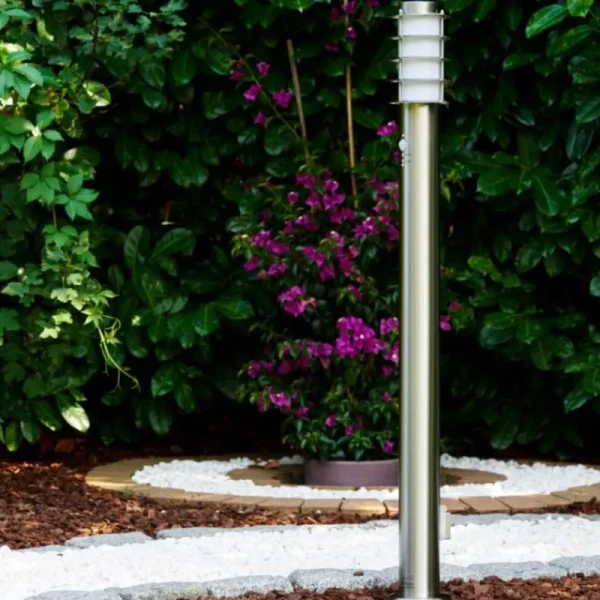 hofstein Borne d'éclairage Tunes Acier inoxydable, 1 lumière, Détecteur de mouvement* Lampes Modernes