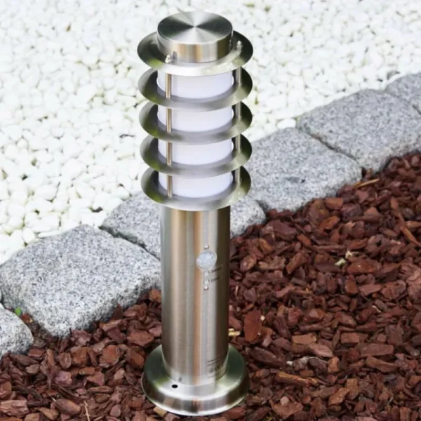 hofstein Borne d'éclairage Tunes Acier inoxydable, 1 lumière, Détecteur de mouvement* Lampes Modernes