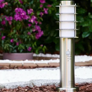 hofstein Borne d'éclairage Tunes Acier inoxydable, 1 lumière, Détecteur de mouvement* Lampes Modernes