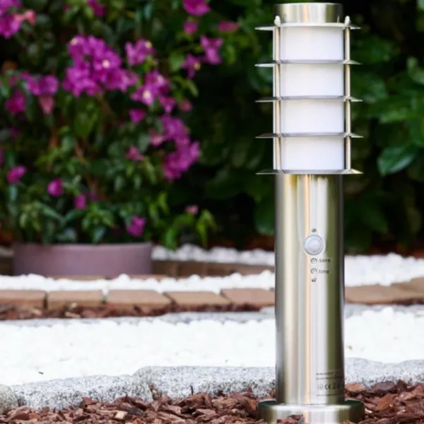 hofstein Borne d'éclairage Tunes Acier inoxydable, 1 lumière, Détecteur de mouvement* Lampes Modernes