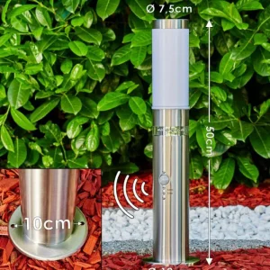 hofstein Borne d'éclairage Walise Acier inoxydable, 1 lumière, Détecteur de mouvement* Lampes Modernes