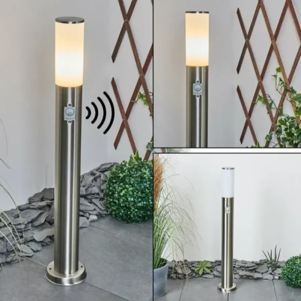 hofstein Borne lumineuse Caserta Nickel mat, Blanc, 1 lumière, Détecteur de mouvement* Lampes Modernes