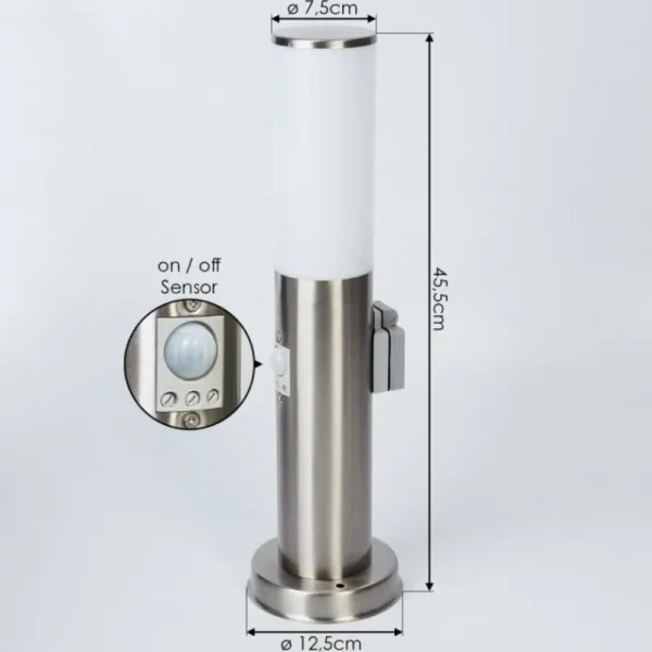 hofstein Borne lumineuse Caserta Nickel mat, 1 lumière, Détecteur de mouvement* Lampes Modernes