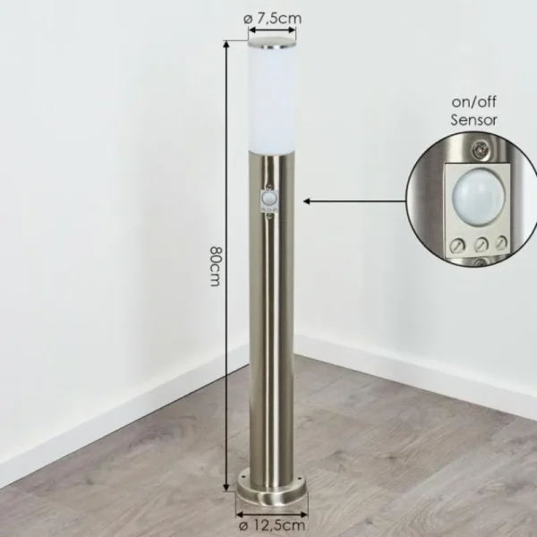 hofstein Borne lumineuse Caserta Nickel mat, Blanc, 1 lumière, Détecteur de mouvement* Lampes Modernes