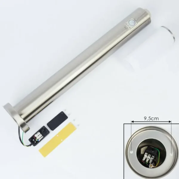 hofstein Borne lumineuse Caserta Nickel mat, Blanc, 1 lumière, Détecteur de mouvement* Lampes Modernes