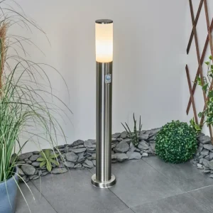 hofstein Borne lumineuse Caserta Nickel mat, Blanc, 1 lumière, Détecteur de mouvement* Lampes Modernes