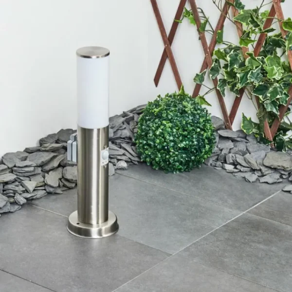 hofstein Borne lumineuse Caserta Nickel mat, 1 lumière, Détecteur de mouvement* Lampes Modernes