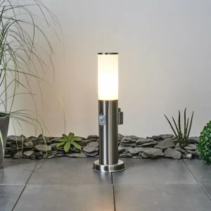 hofstein Borne lumineuse Caserta Nickel mat, 1 lumière, Détecteur de mouvement* Lampes Modernes