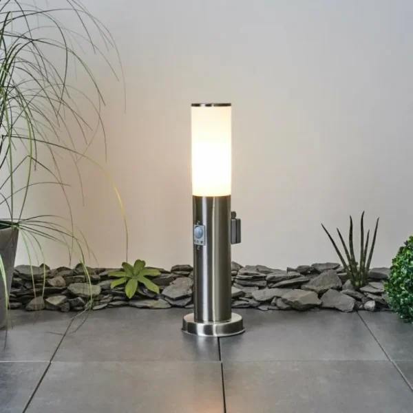 hofstein Borne lumineuse Caserta Nickel mat, 1 lumière, Détecteur de mouvement* Lampes Modernes