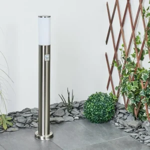 hofstein Borne lumineuse Caserta Nickel mat, Blanc, 1 lumière, Détecteur de mouvement* Lampes Modernes
