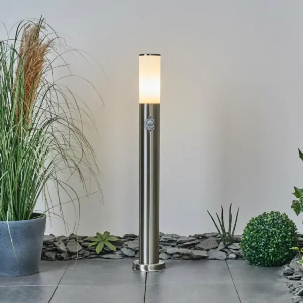 hofstein Borne lumineuse Caserta Nickel mat, Blanc, 1 lumière, Détecteur de mouvement* Lampes Modernes