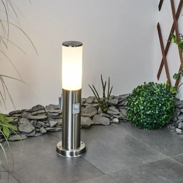 hofstein Borne lumineuse Caserta Nickel mat, 1 lumière, Détecteur de mouvement* Lampes Modernes