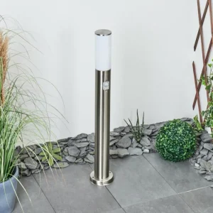 hofstein Borne lumineuse Caserta Nickel mat, Blanc, 1 lumière, Détecteur de mouvement* Lampes Modernes