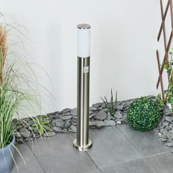 hofstein Borne lumineuse Caserta Nickel mat, Blanc, 1 lumière, Détecteur de mouvement* Lampes Modernes