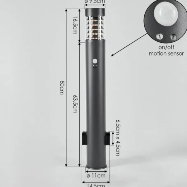 hofstein Borne lumineuse Dakar Anthracite, 1 lumière, Détecteur de mouvement* Lampes Modernes