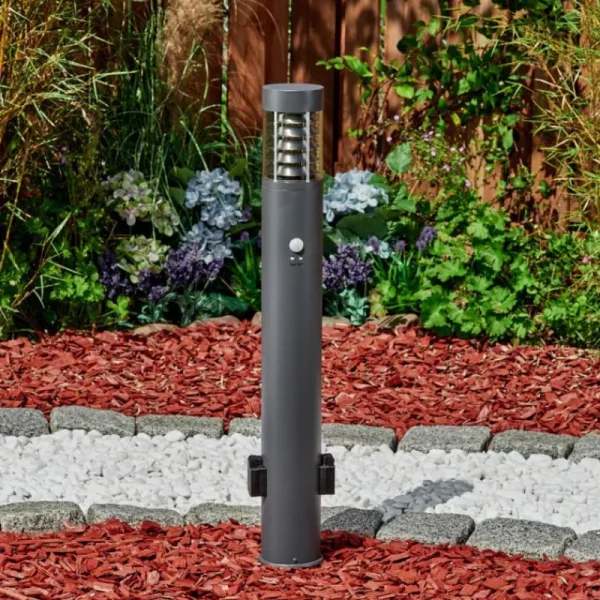 hofstein Borne lumineuse Dakar Anthracite, 1 lumière, Détecteur de mouvement* Lampes Modernes