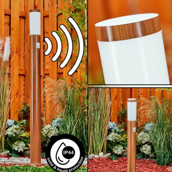 hofstein Borne lumineuse Gaborone Brun, Couleur bois, 1 lumière, Détecteur de mouvement* Lampes Modernes
