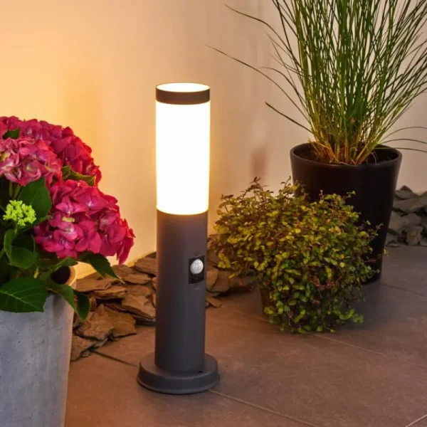 hofstein Borne lumineuse Gaborone Anthracite, 1 lumière, Détecteur de mouvement* Lampes Modernes