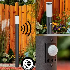 hofstein Borne lumineuse Ruti Noir, 1 lumière, Détecteur de mouvement* Lampes Modernes
