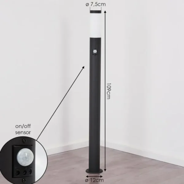 hofstein Borne lumineuse Ruti Noir, 1 lumière, Détecteur de mouvement* Lampes Modernes