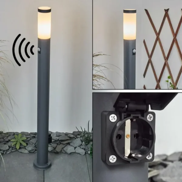 hofstein Borne lumineuse Sessa Anthracite, 1 lumière, Détecteur de mouvement* Lampes Modernes