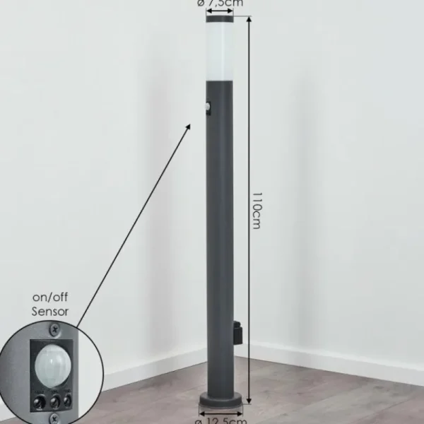 hofstein Borne lumineuse Sessa Anthracite, 1 lumière, Détecteur de mouvement* Lampes Modernes