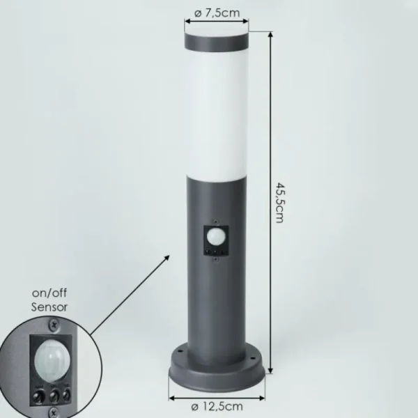 hofstein Borne lumineuse Sessa Anthracite, 1 lumière, Détecteur de mouvement* Lampes Modernes