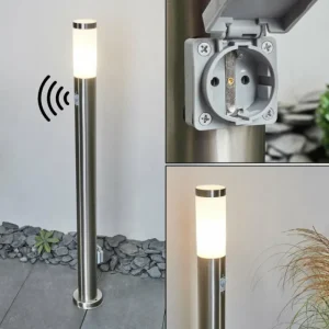hofstein Borne lumineuse Sessa Nickel mat, 1 lumière, Détecteur de mouvement* Lampes Modernes