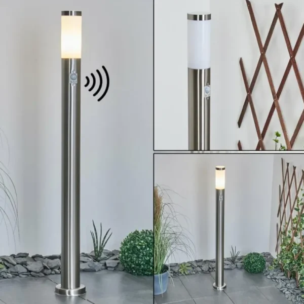 hofstein Borne lumineuse Sessa Nickel mat, 1 lumière, Détecteur de mouvement* Lampes Modernes