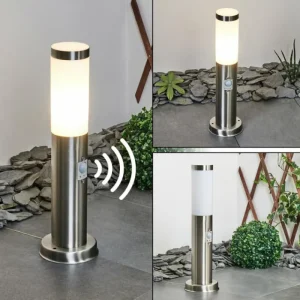 hofstein Borne lumineuse Sessa Nickel mat, 1 lumière, Détecteur de mouvement* Lampes Modernes