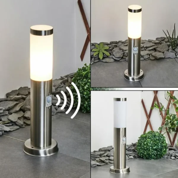 hofstein Borne lumineuse Sessa Nickel mat, 1 lumière, Détecteur de mouvement* Lampes Modernes