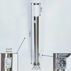 hofstein Borne lumineuse Sessa Nickel mat, 1 lumière, Détecteur de mouvement* Lampes Modernes