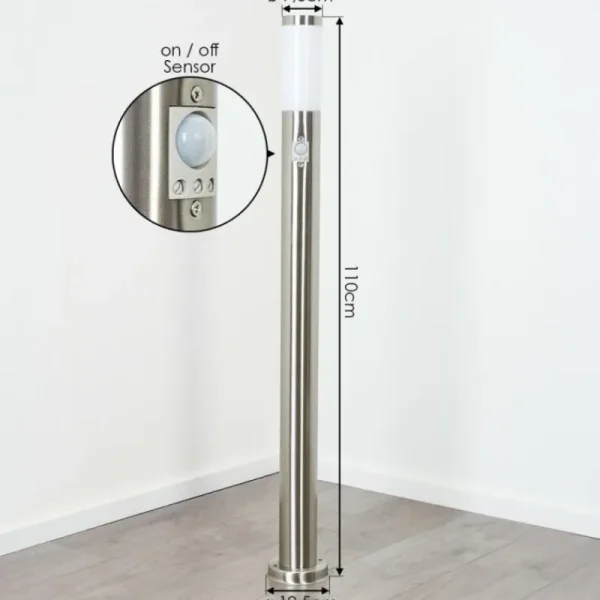 hofstein Borne lumineuse Sessa Nickel mat, 1 lumière, Détecteur de mouvement* Lampes Modernes