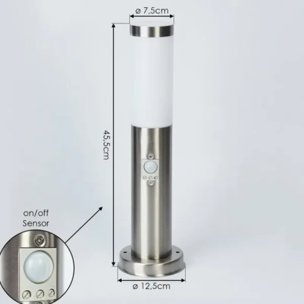 hofstein Borne lumineuse Sessa Nickel mat, 1 lumière, Détecteur de mouvement* Lampes Modernes