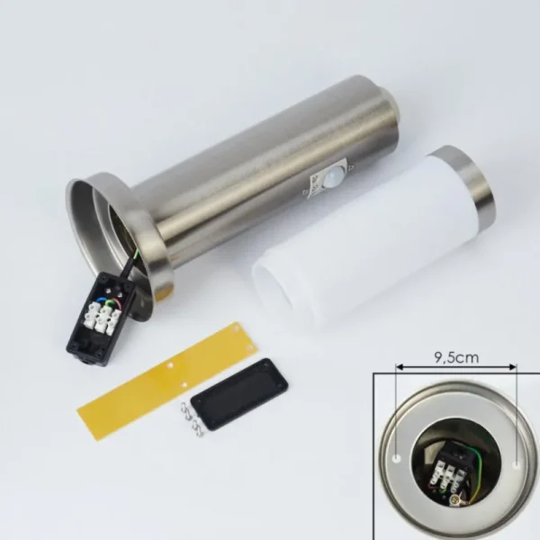 hofstein Borne lumineuse Sessa Nickel mat, 1 lumière, Détecteur de mouvement* Lampes Modernes
