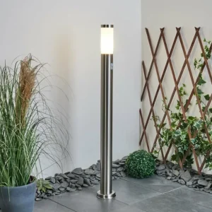 hofstein Borne lumineuse Sessa Nickel mat, 1 lumière, Détecteur de mouvement* Lampes Modernes
