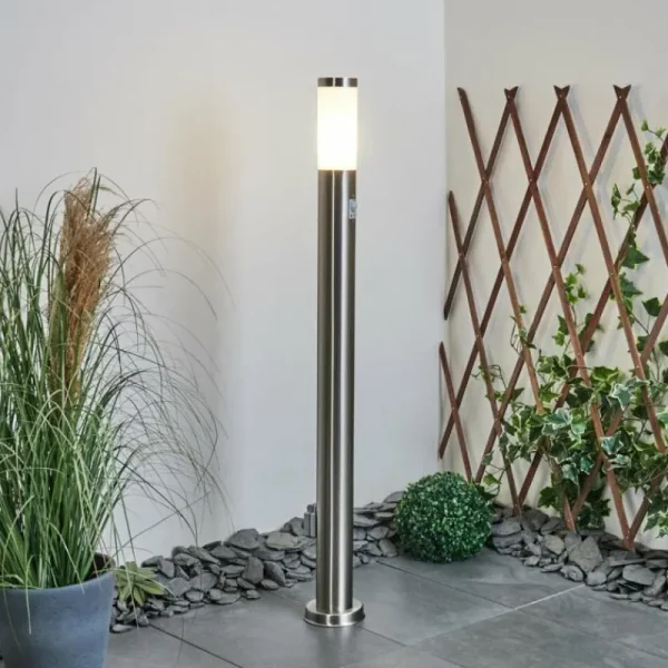 hofstein Borne lumineuse Sessa Nickel mat, 1 lumière, Détecteur de mouvement* Lampes Modernes