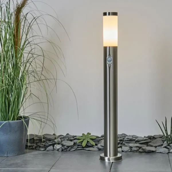 hofstein Borne lumineuse Sessa Nickel mat, 1 lumière, Détecteur de mouvement* Lampes Modernes