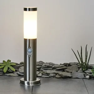 hofstein Borne lumineuse Sessa Nickel mat, 1 lumière, Détecteur de mouvement* Lampes Modernes