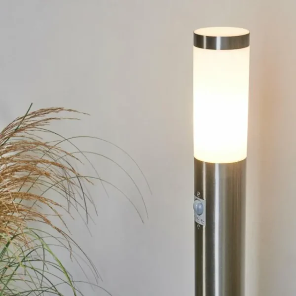 hofstein Borne lumineuse Sessa Nickel mat, 1 lumière, Détecteur de mouvement* Lampes Modernes