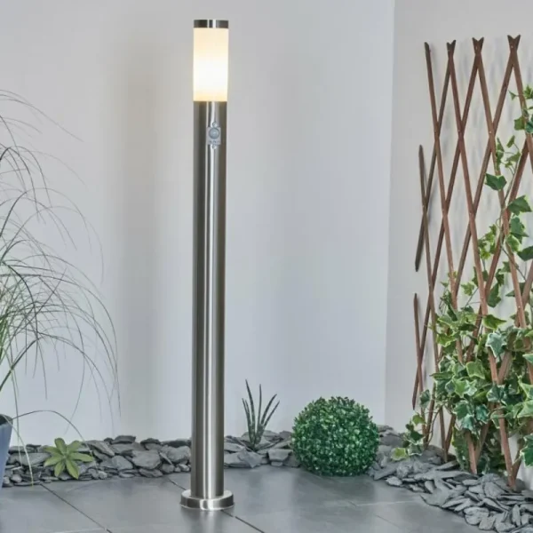 hofstein Borne lumineuse Sessa Nickel mat, 1 lumière, Détecteur de mouvement* Lampes Modernes