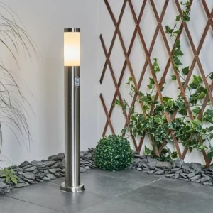 hofstein Borne lumineuse Sessa Nickel mat, 1 lumière, Détecteur de mouvement* Lampes Modernes