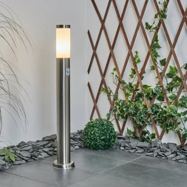 hofstein Borne lumineuse Sessa Nickel mat, 1 lumière, Détecteur de mouvement* Lampes Modernes